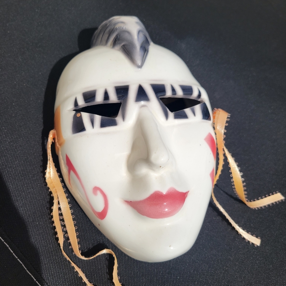 Ceramic Mask ~ Punk Rock ~ Mardi Gras ~ 1980s? ~ Studio 54 Glam! Fun! - Picture 8 of 16